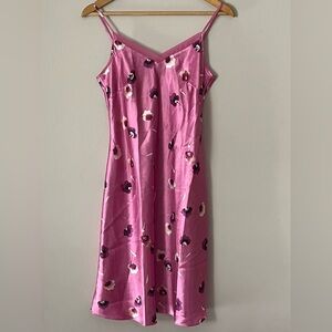 Women’s CONLIA Floral Pink Satin Slip Dress / Nightgown
